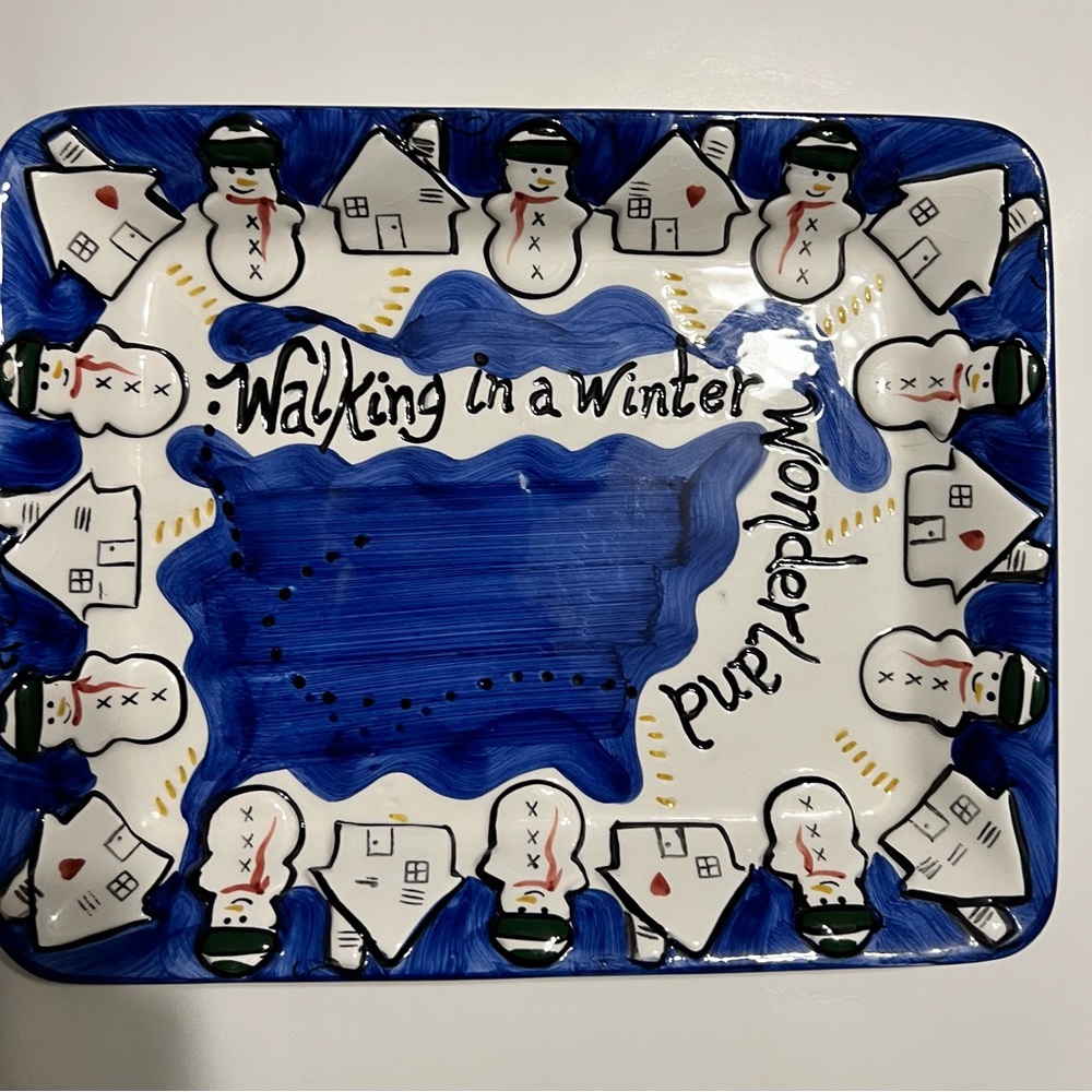 1997 Bath& Body works snowmen tray